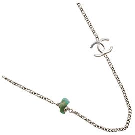 Collier long Chanel Coco Mark Argenté