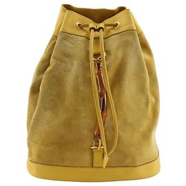 Borsa a tracolla Gucci in camoscio e pelle gialla Giallo