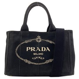 Prada Canapa Mini 2-Way Handbag Black