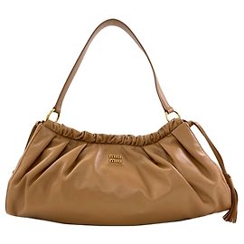 Bolsa de Ombro Miu Miu Logo Marrom
