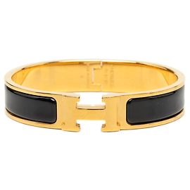 Hermès Pulsera de Dijes Hermes Clic H PM Negro Dorado
