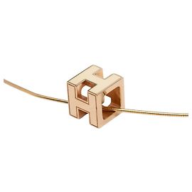 Hermès Collar Hermes Cage d'H H-Cube Blanco Dorado