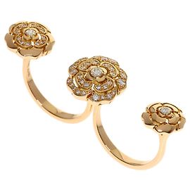 Anel Chanel Camellia Double Open Diamond Dourado