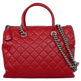 Chanel Boy Chained Quilted Calfskin Medium Roja