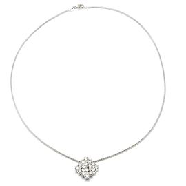 Autre Marque Collier Brillant Or Blanc 750/18K Diamants Pavé 2,4ct Pendentif Chaîne Blanc