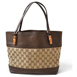 Gucci Bamboo Tote Bag Braun Beige