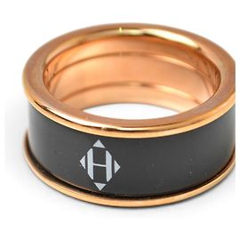 Hermès Hermes Uni MM H Diamant Band Ring Schwarz Golden