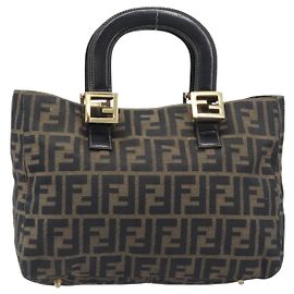 Fendi Vintage FF Handle Zucca Canvas Small Marrone