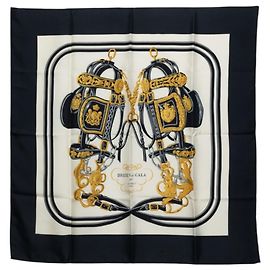 Hermès Hermes Carre 90 Brides de Gala Ceremonial Bridle Scarf Nero Multicolore