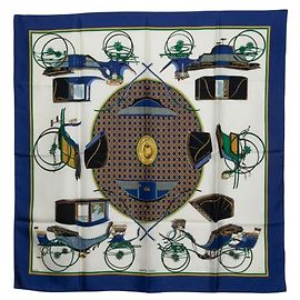 Hermès Hermes Carre 90 Les Voitures a Transformation Schal Blau Mehrfarben