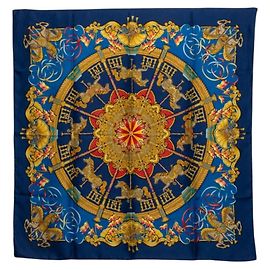 Hermès Carré 90 Luna Park Amusement Scarf Multicolore Blu navy