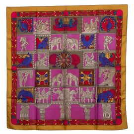 Hermès Hermes Carre 90 TORANA Tower Gate Scarf Rosa Multicor