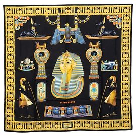Hermès Hermes Carre 90 TUTANKHAMUN Schal Schwarz