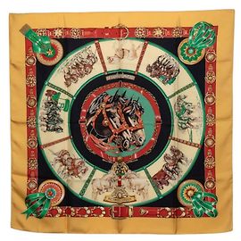 Hermès Foulard Hermes Carre 90 Draft Horse Multicolore Giallo