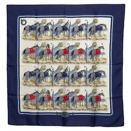 Hermès Carré 90 ECURIES Stable Schal Mehrfarben Marineblau