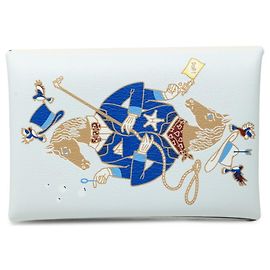 Hermès Hermes Calvi Alician Visitenkartenetui Andere Hellblau