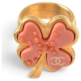 Bague anneau Chanel Coco Mark motif fleurs Rose Doré