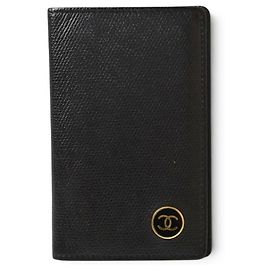Chanel Kartenetui aus schwarzem Leder Schwarz