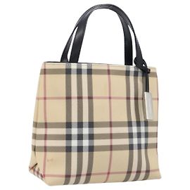 Borsa a mano BURBERRY Nova Check PVC Beige Silver Auth 205321 Argento Beige