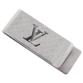 LOUIS VUITTON Bill Clip Money Clip metal Silver LV Auth 206944 Silvery