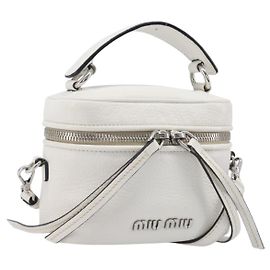 Bolso de hombro Vanity Miu Miu de piel 2way Blanco Plata Auth 206320A Plata Blanco