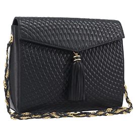 Borsa a tracolla con catena Bally in pelle nera e oro autentica 206785A Nero D'oro