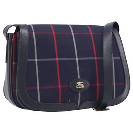 Borsa a tracolla Burberrys Nova Check Canvas Navy Gold Auth 205448 D'oro Blu navy