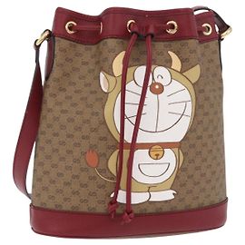 Bolsa de Ombro GUCCI Micro GG Doraemon PVC Bege Tom Dourado 655597 Auth LN026M Bege Outro