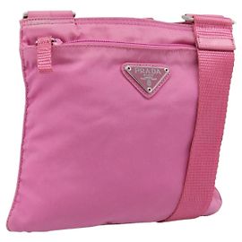 PRADA Shoulder Bag Nylon Pink Silver Auth 207599A Silvery Pink