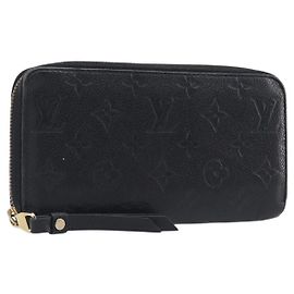LOUIS VUITTON Monogram Empreinte Zippy Wallet Long Wallet M61864 LV Auth 206817 Black