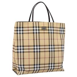 Sac à main BURBERRY Nova Check PVC Leather Beige Silver Auth ka6453 Argenté Beige