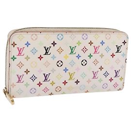 LOUIS VUITTON Monogram Multicolor Zippy Long Wallet White M60241 LV Auth 206935 Blanco