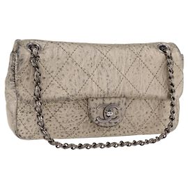 Bolso de hombro CHANEL Chain Le Marais de piel Oro Plata CC Auth 207655SAV Plata Dorado