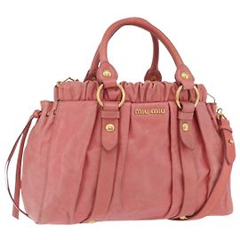 Sac à main Miu Miu en cuir 2way Rose Or Auth 167649M Rose Doré