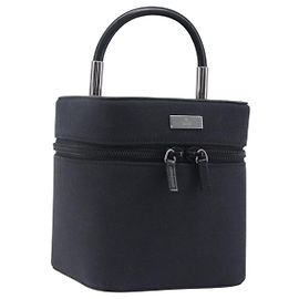 GUCCI Vanity Kosmetiktasche Canvas Black Silver 039 1052 Auth LN001A Schwarz Silber