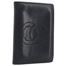 Tarjetero CHANEL Piel Caviar Negro CC Auth 207492A Negro