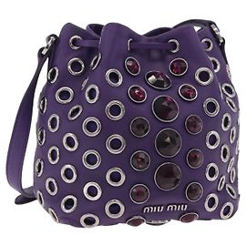 Borsa a Tracolla Miu Miu Pelle Viola Argento Auth 207614V Argento Porpora