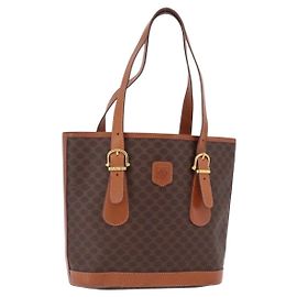 Céline CELINE Macadam Tote Bag PVC Braun Goldfarben Auth ka6459 Braun Andere