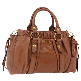 Miu Miu Handtasche Leder 2way Braun Gold Authentisch 167726M Braun Golden