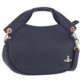 Bolsa de mão Vivienne Westwood em couro 2way Navy Gold Auth 206798A Dourado Azul marinho