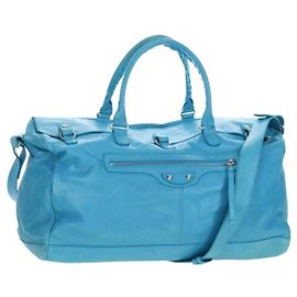 Bolsa Balenciaga Classic Squash Bag em couro 2way Azul Prata 285698 Auth BA16025M Prata Azul