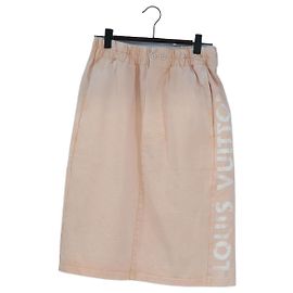 LOUIS VUITTON Rock Baumwolle XS Rosa LV Auth 204959M Pink