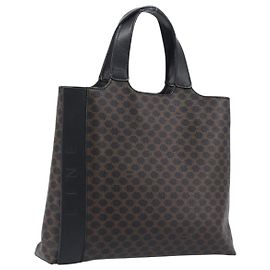 Céline Borsa a mano CELINE Macadam Canvas PVC Leather Black Gold Auth 205256V Nero D'oro