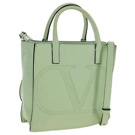 Borsa a Mano Valentino in Pelle 2way Verde Oro Auth 206792A D'oro Verde