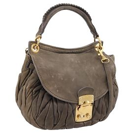 Borsa a mano Miu Miu Matelassé in pelle 2way Grigio Tono Oro Auth 167729A Marrone Altro