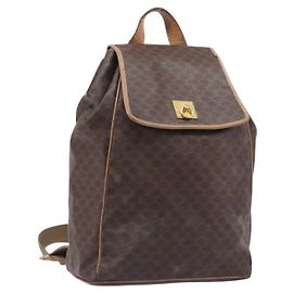 Céline Zaino CELINE Macadam Canvas PVC Leather Brown Gold Auth ep16108 Marrone D'oro