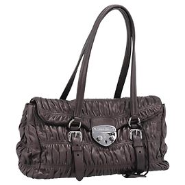 PRADA Ready Lock Tote Bag aus Nappa-Leder Grau Silber Auth am12760M Braun Silber