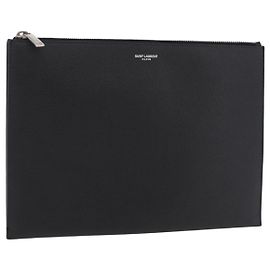 Autre Marque Bolso de mano Saint Laurent de cuero negro plata Auth BA16068A Negro Plata