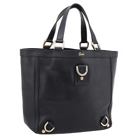 Borsa a mano GUCCI Abbey in pelle nera e oro 130739 Auth LN093V Nero Altro