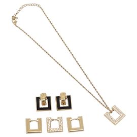 Ensemble de remplacement Collier et Boucles d'oreilles Christian Dior métal Ton Or Auth SW2797V Autre